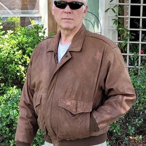 CONTEXT brand, Size L; Fully lined, soft leather Bomber Jacket